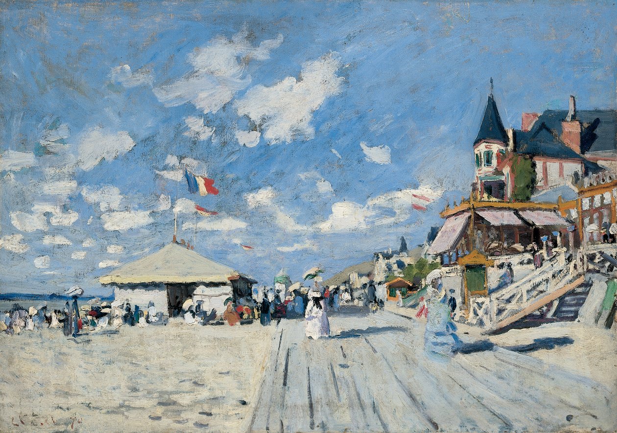 Op het strand van Trouville door Claude Monet