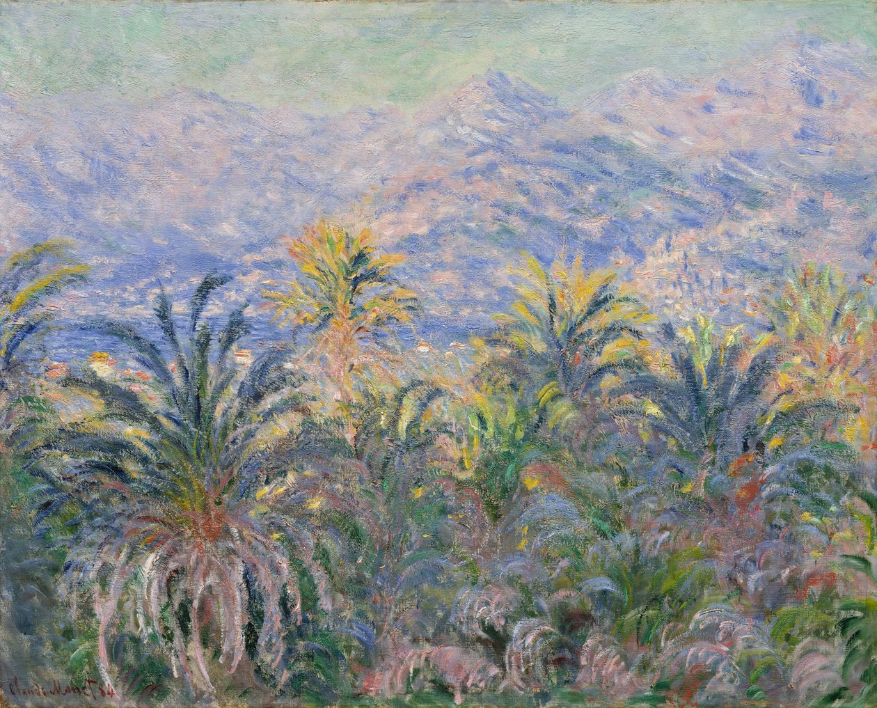 Palmbomen in Bordighera door Claude Monet
