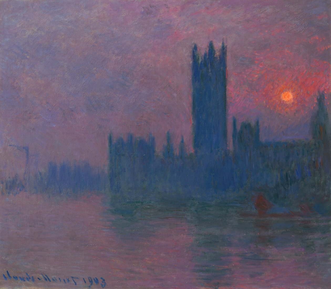 Parlement, ondergaande zon, c.1900-03 door Claude Monet