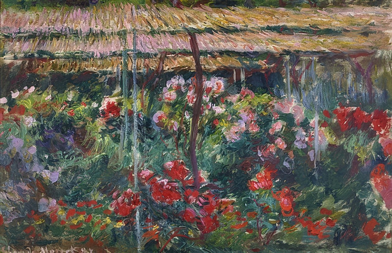Pioenrozentuin. 1887 door Claude Monet