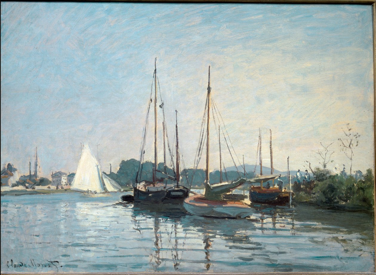 Pleziervaartuigen in Argenteuil door Claude Monet