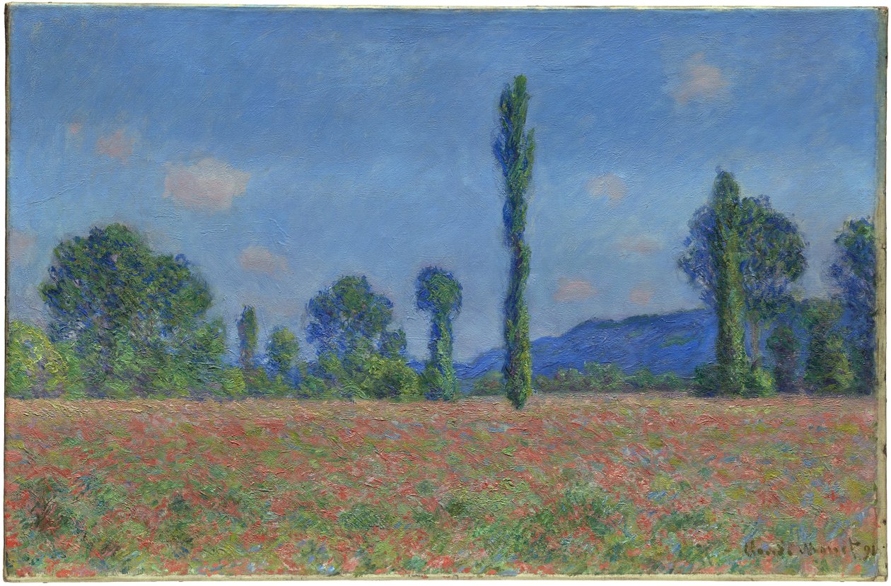 Klaprozenveld, Giverny, 1890-91 door Claude Monet