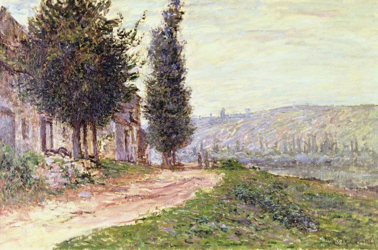 Oever van de rivier bij Lavacourt, 1879 door Claude Monet