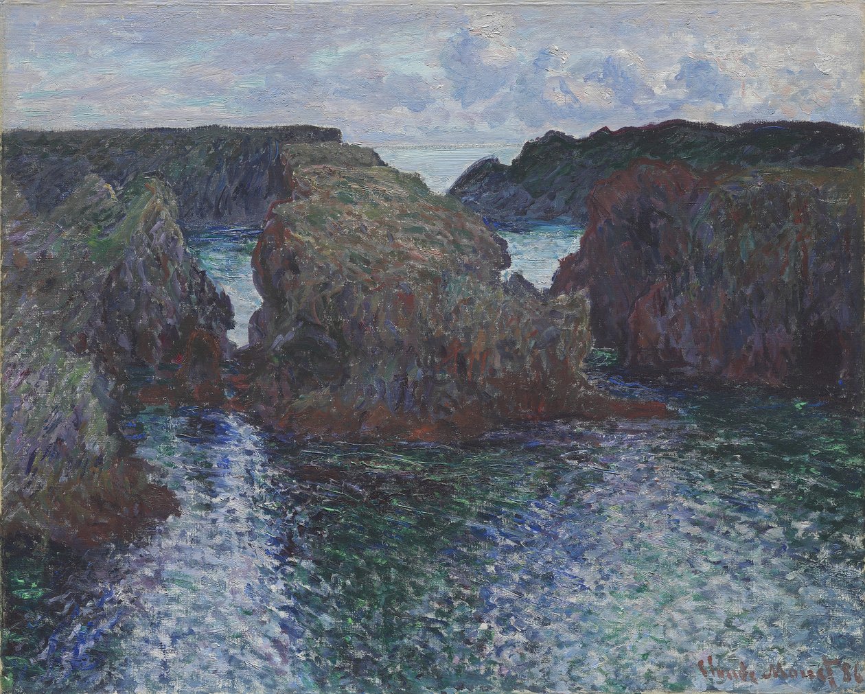 Rotsen bij Port-Goulphar, Belle-Île door Claude Monet