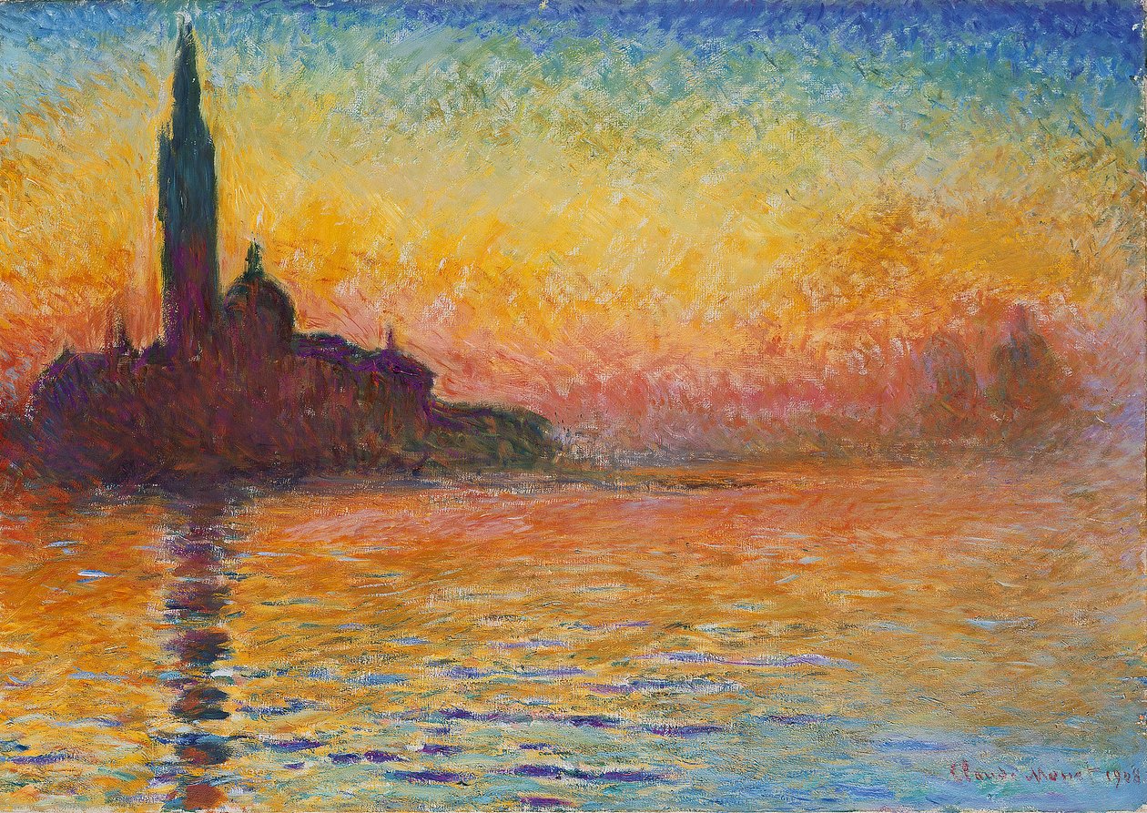 San Giorgio Maggiore bij schemering door Claude Monet