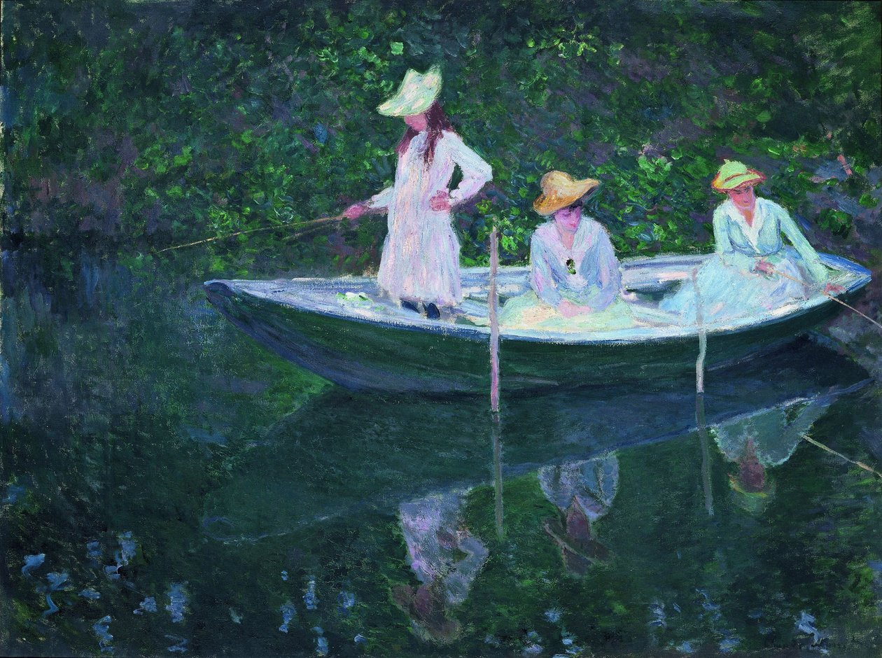 De boot in Giverny En norvégienne door Claude Monet