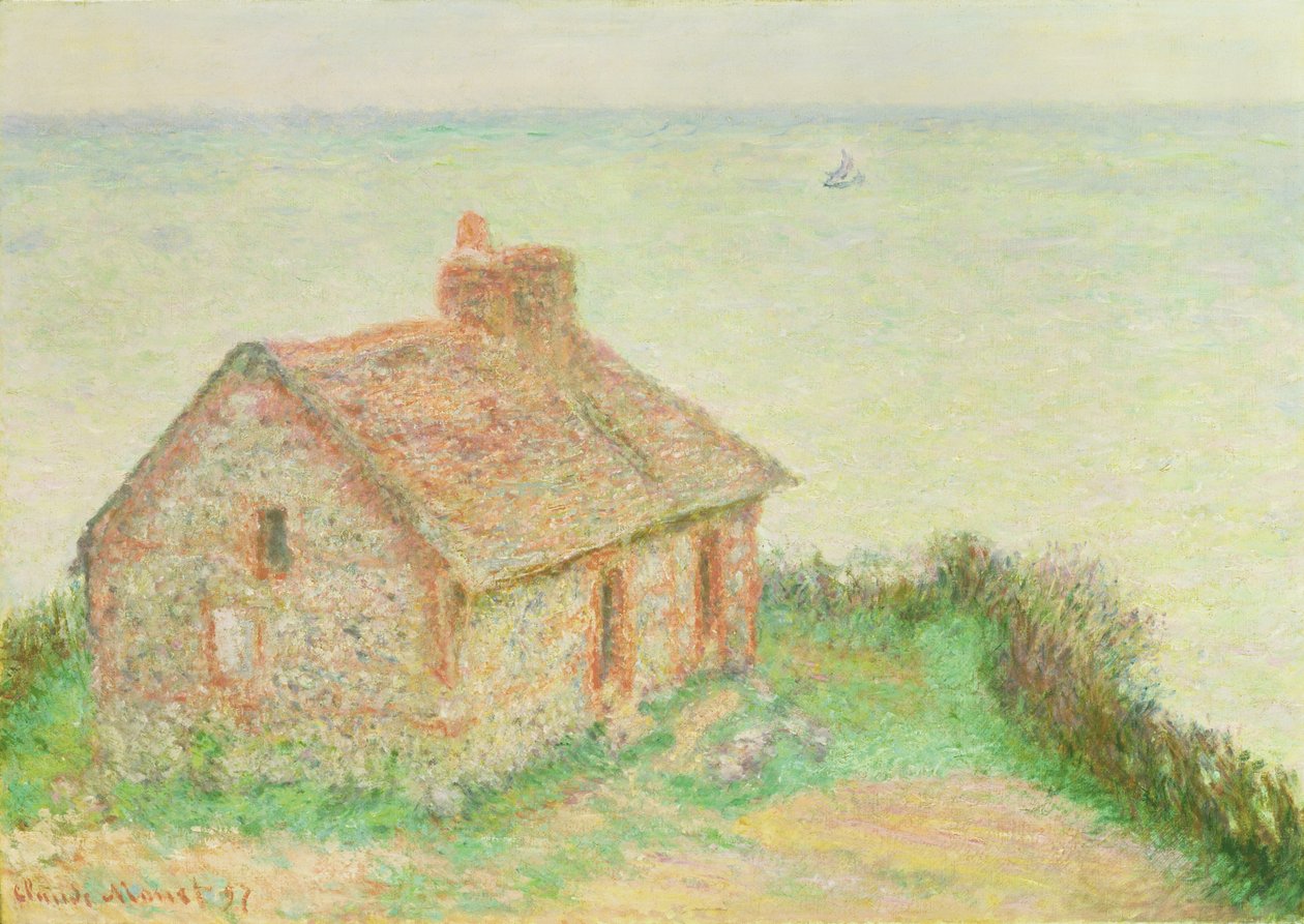 Het Huis bij Douanier, Roze Effect door Claude Monet