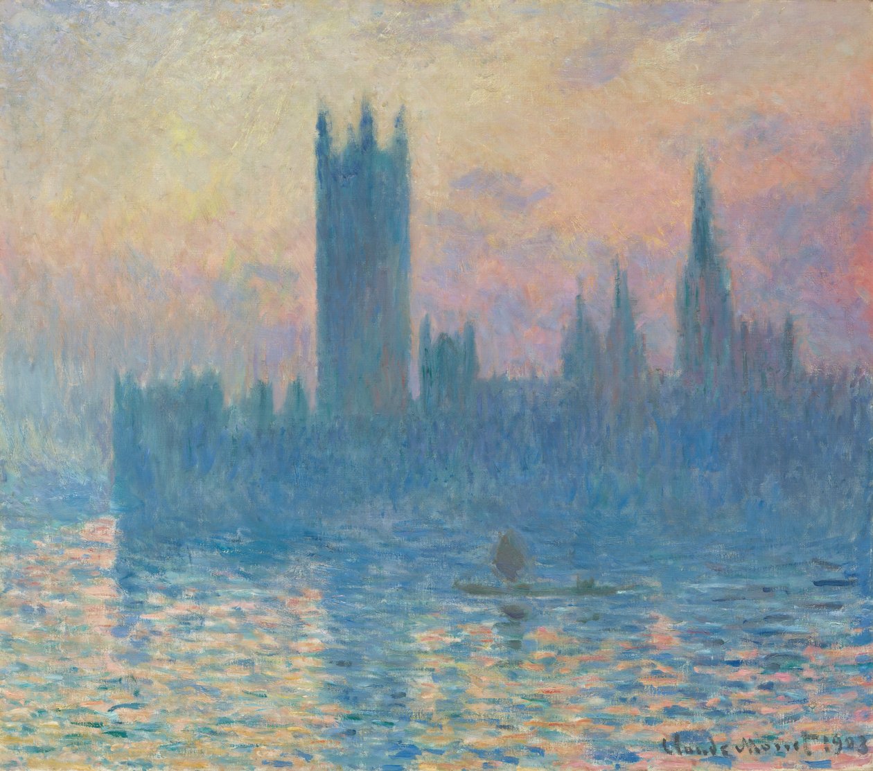 De huizen van het parlement, zonsondergang, 1903 door Claude Monet