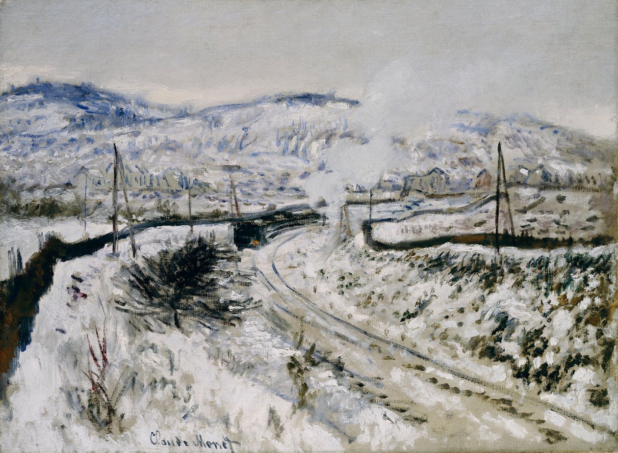 Trein in de Sneeuw bij Argenteuil door Claude Monet