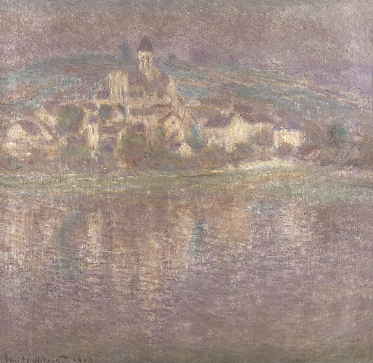 Vetheuil, zonsondergang, 1901 door Claude Monet