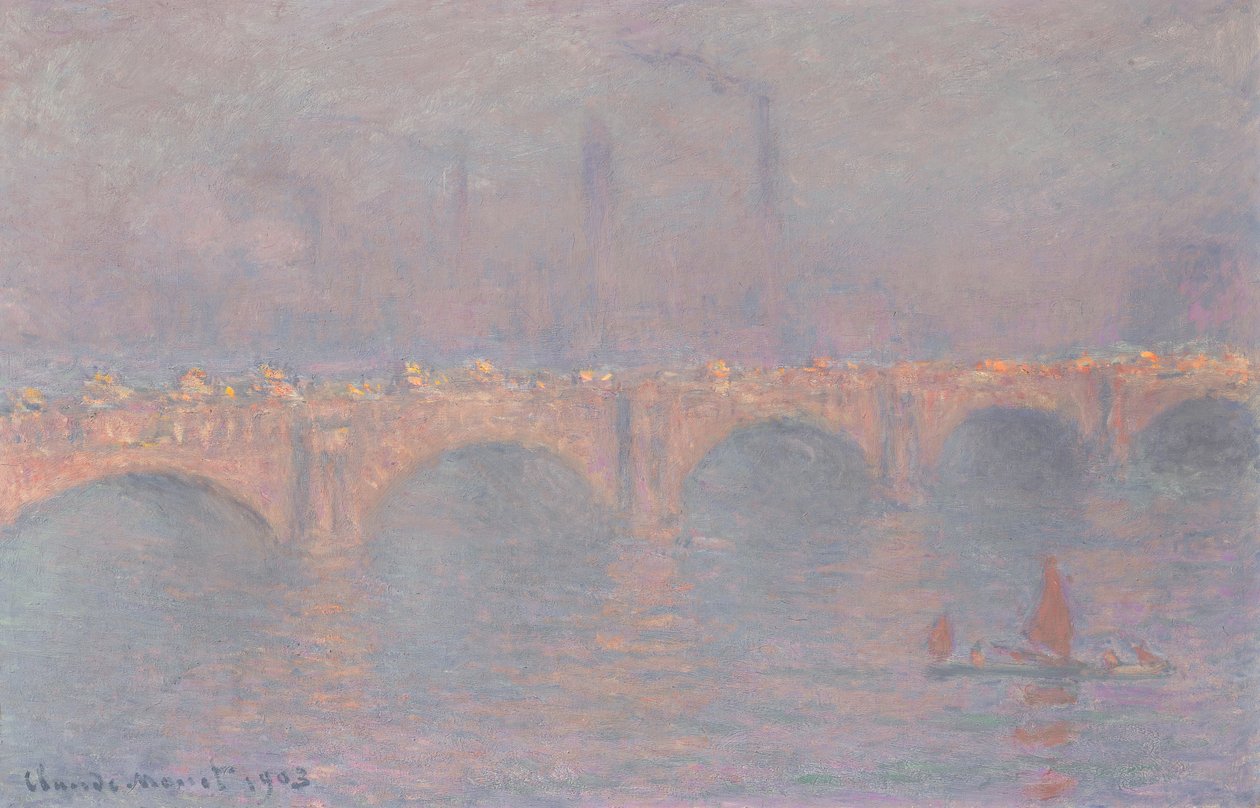 Waterloo Bridge, gesluierde zon door Claude Monet