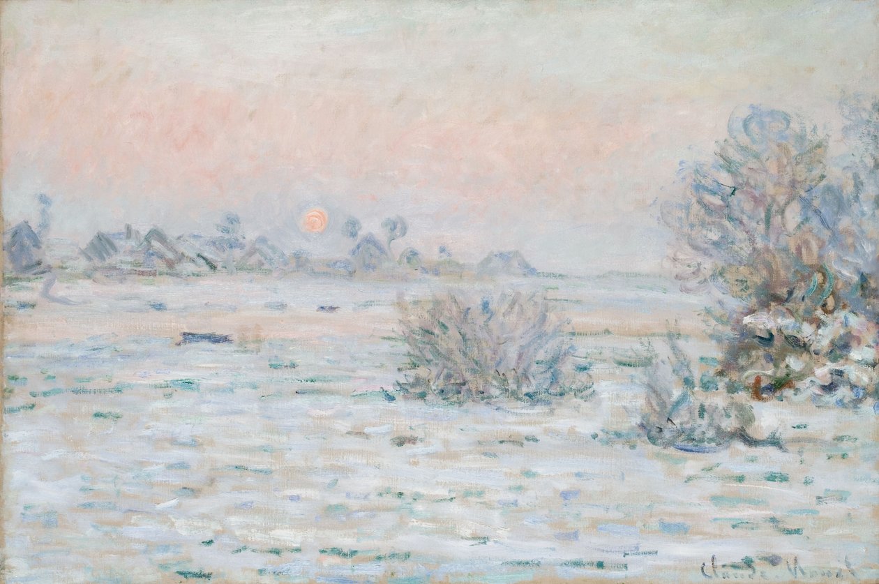 Winterzon in Lavacourt door Claude Monet