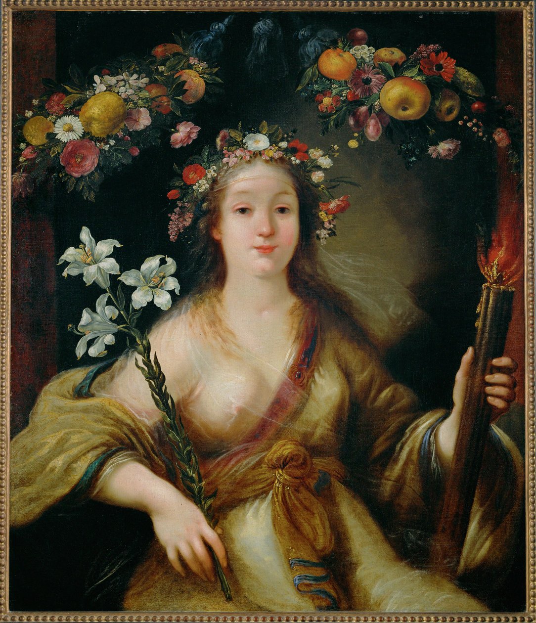 Flora ... (schilderij op doek) door Claude Vignon