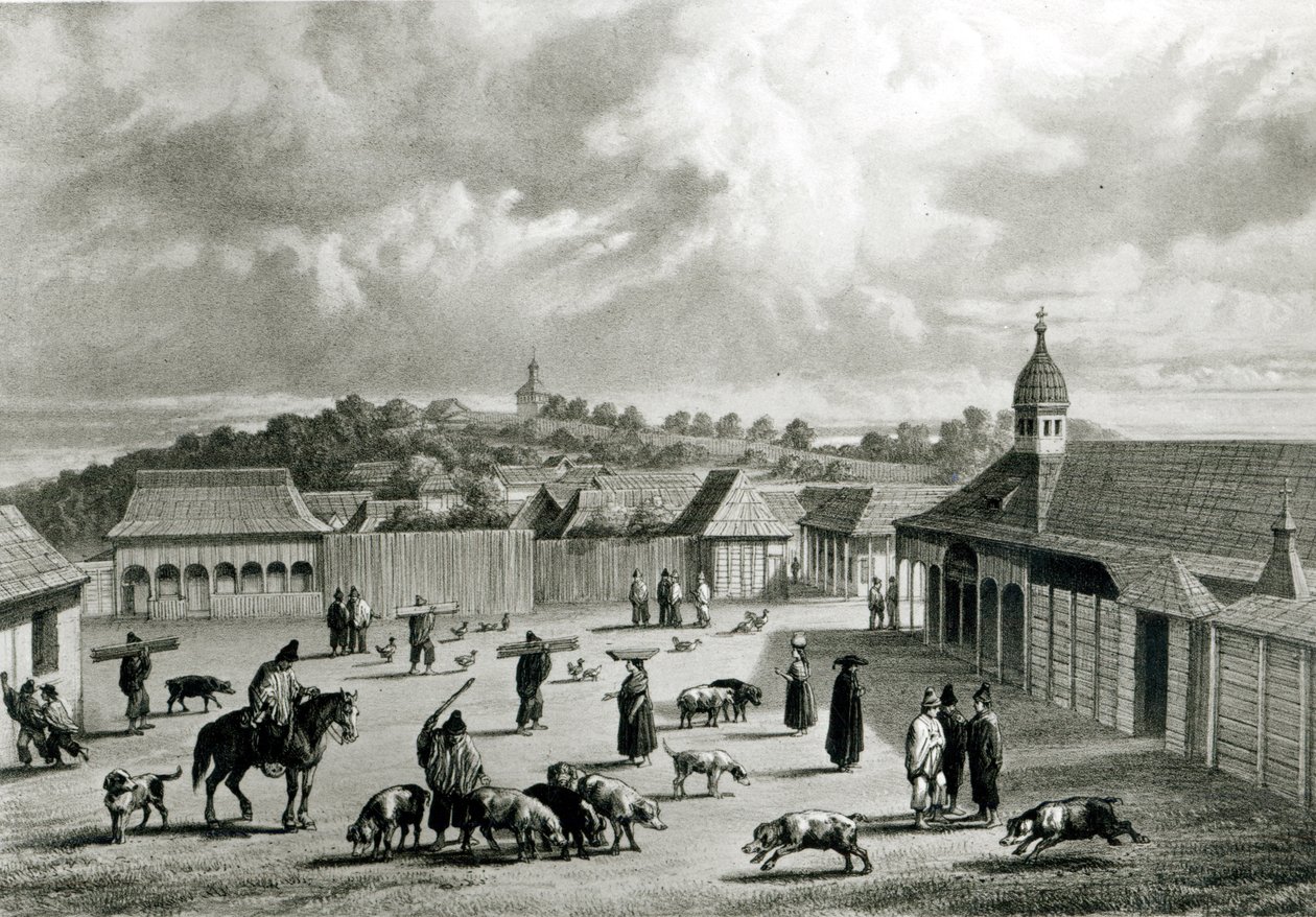Plaza de San-Carlos de Chiloe, 1835 door Claudio Gay