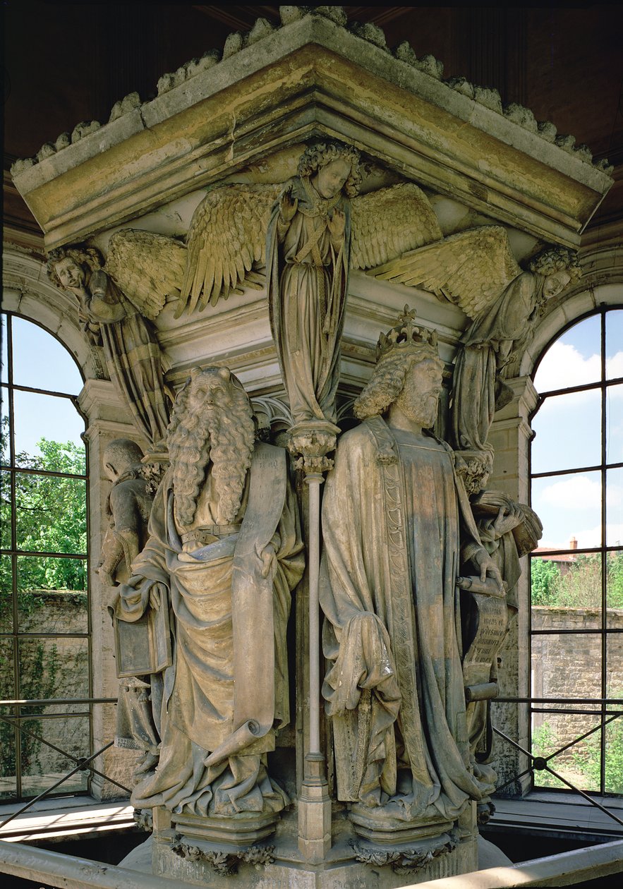 De Bron van Mozes, David en Mozes, 1395-1404 door Claus and Malouel, Jean Sluter