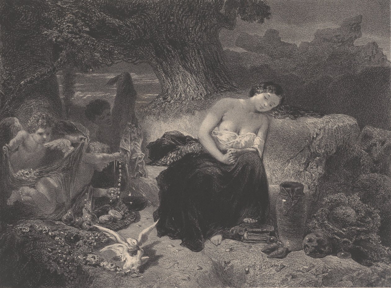 Verleiding, ca. 1850 door Célestin Nanteuil