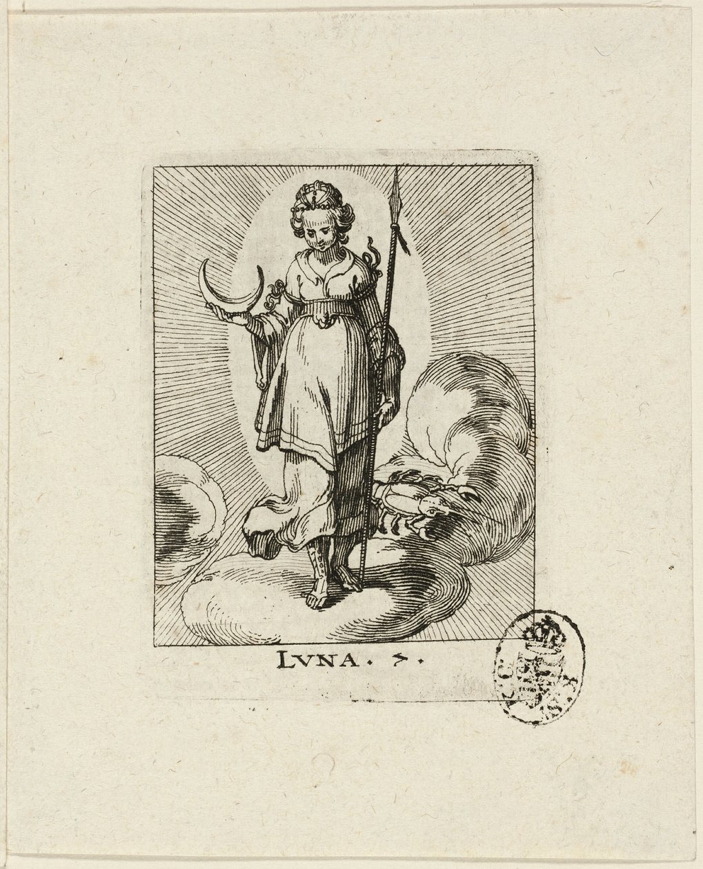 Luna, plaat zeven uit Der VII Planeten door Conrad Meyer