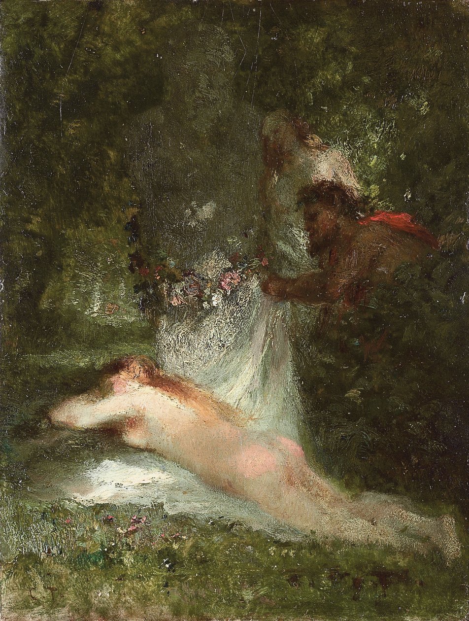 De slaap van de nimf door Constant Emile Troyon
