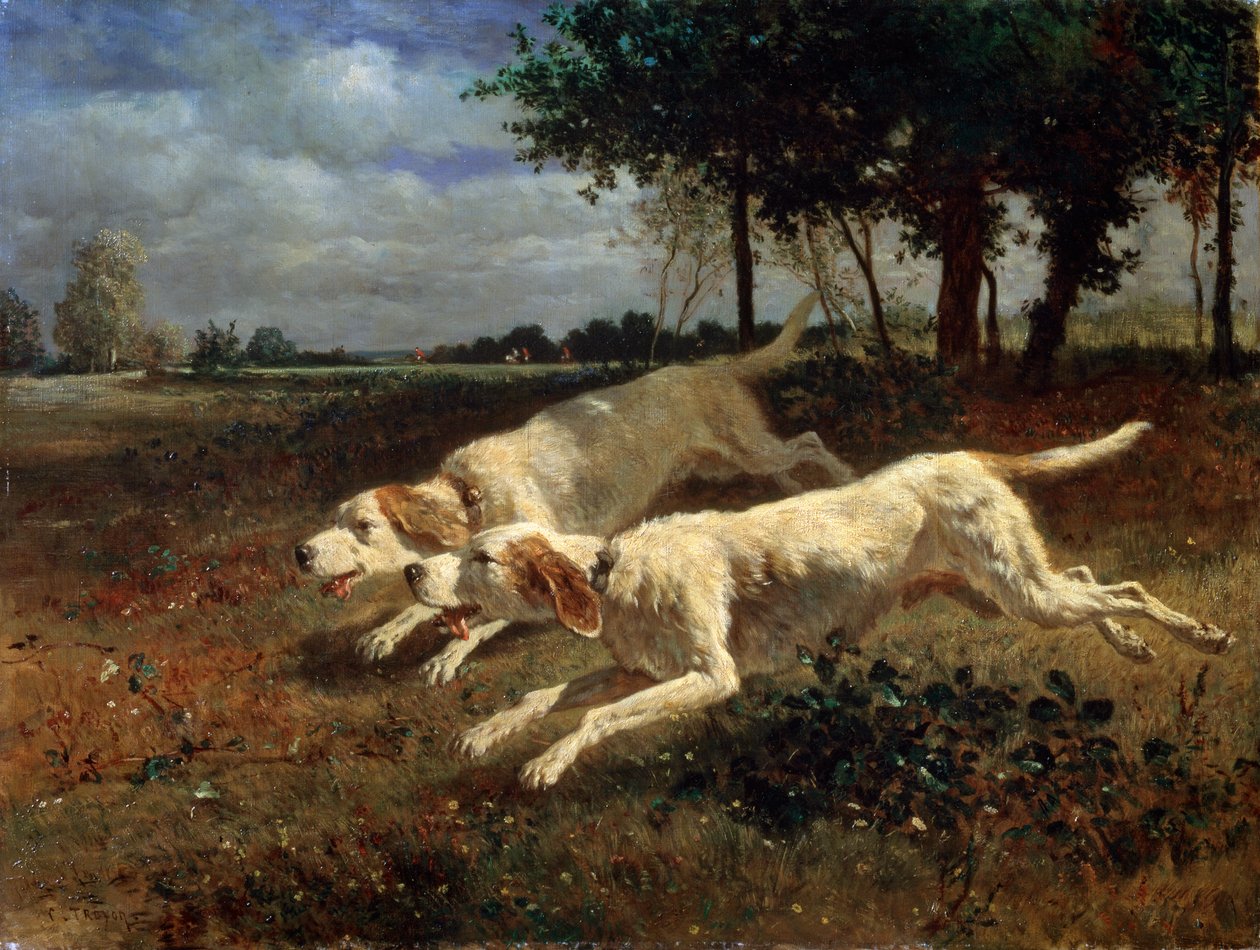 Rennende honden, 1853 door Constant Troyon