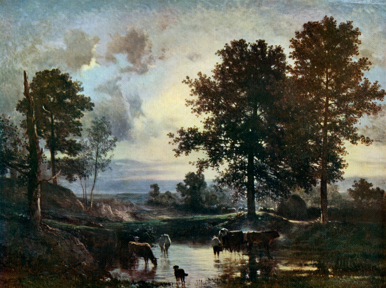 Vee drenken, vroege jaren 1850, 1912 door Constant Troyon