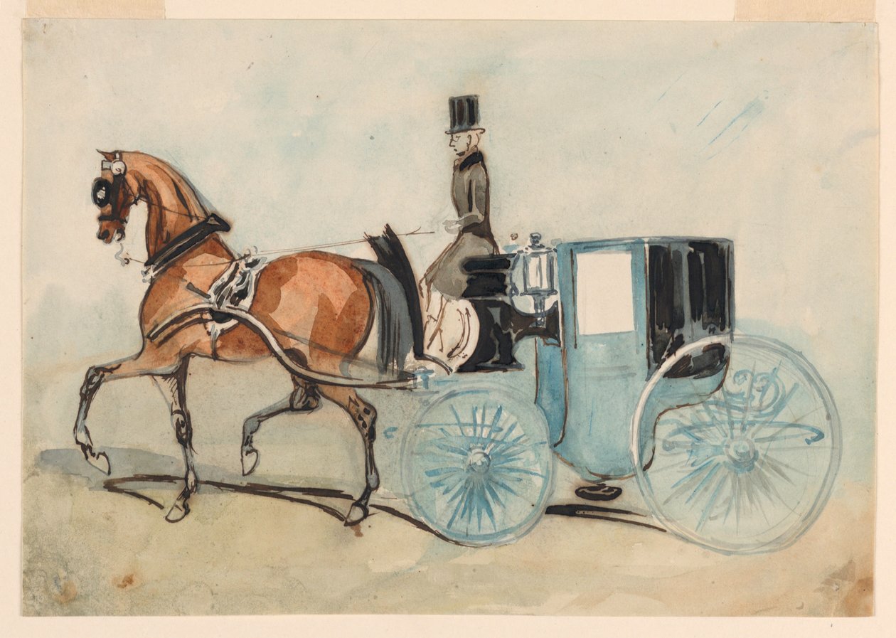 De blauwe brougham door Constantin Guys