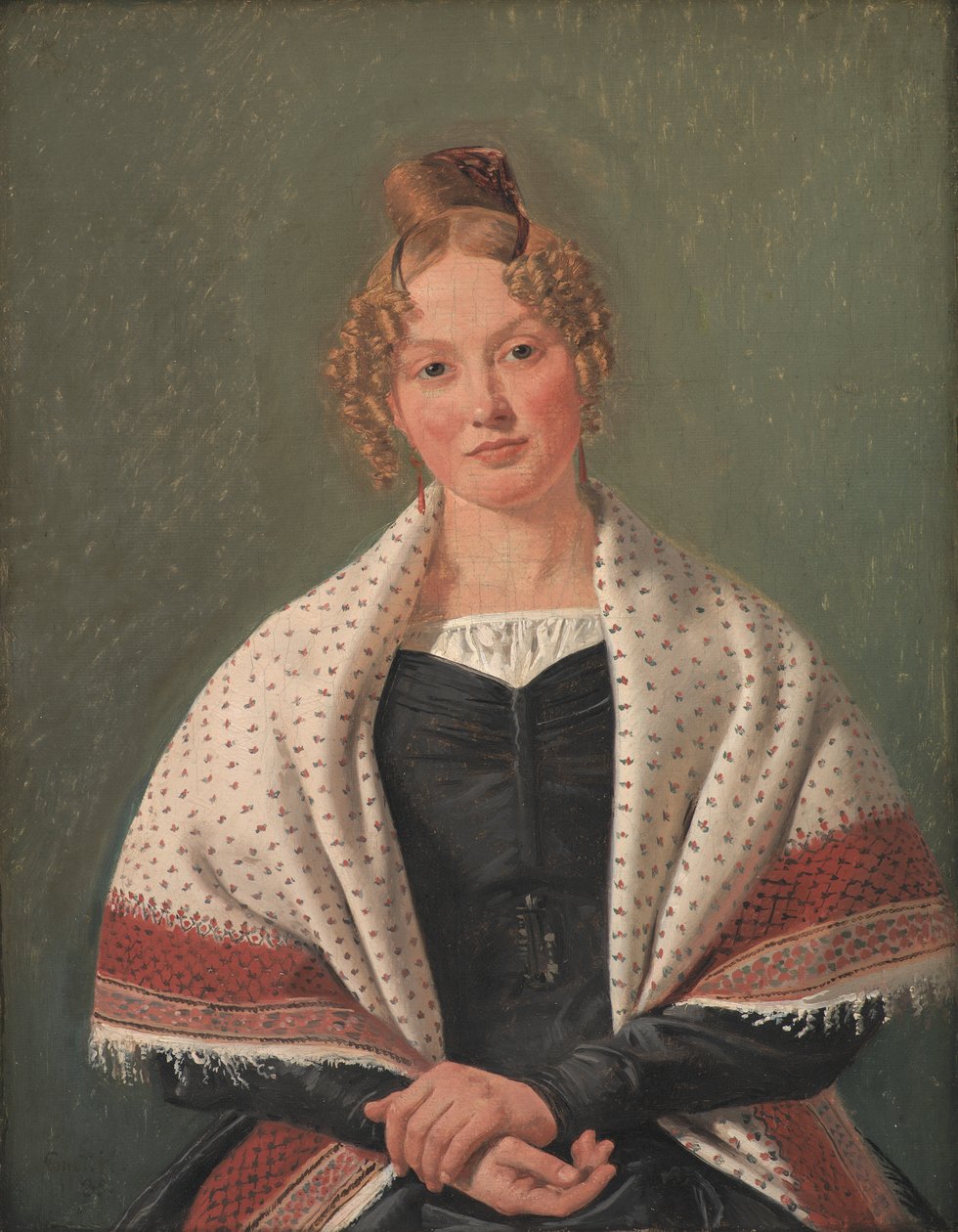 Portret van Hanne Wanscher, geboren Wegener door Constantin Hansen