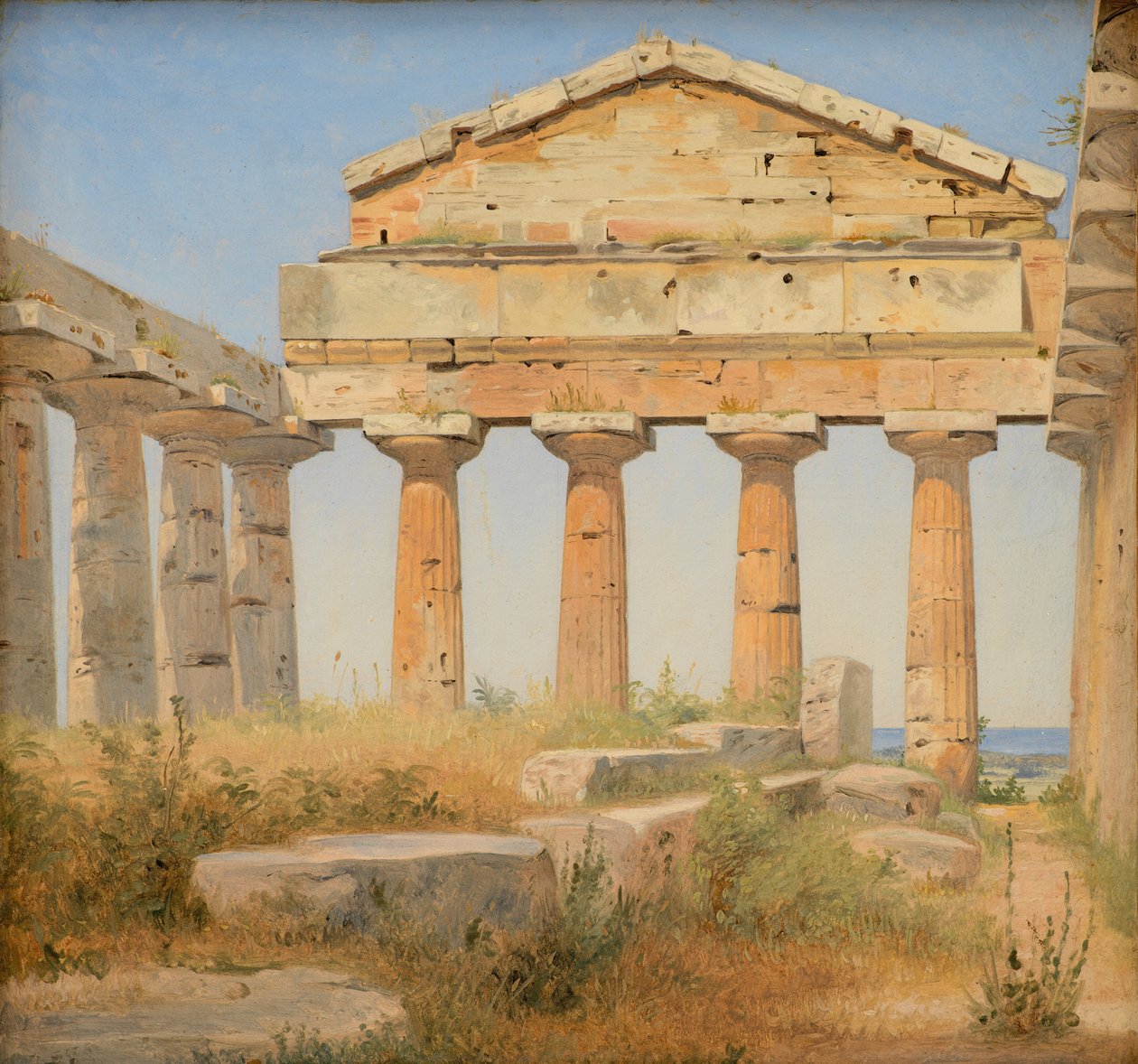 De Tempel van Athena in Paestum door Constantin Hansen