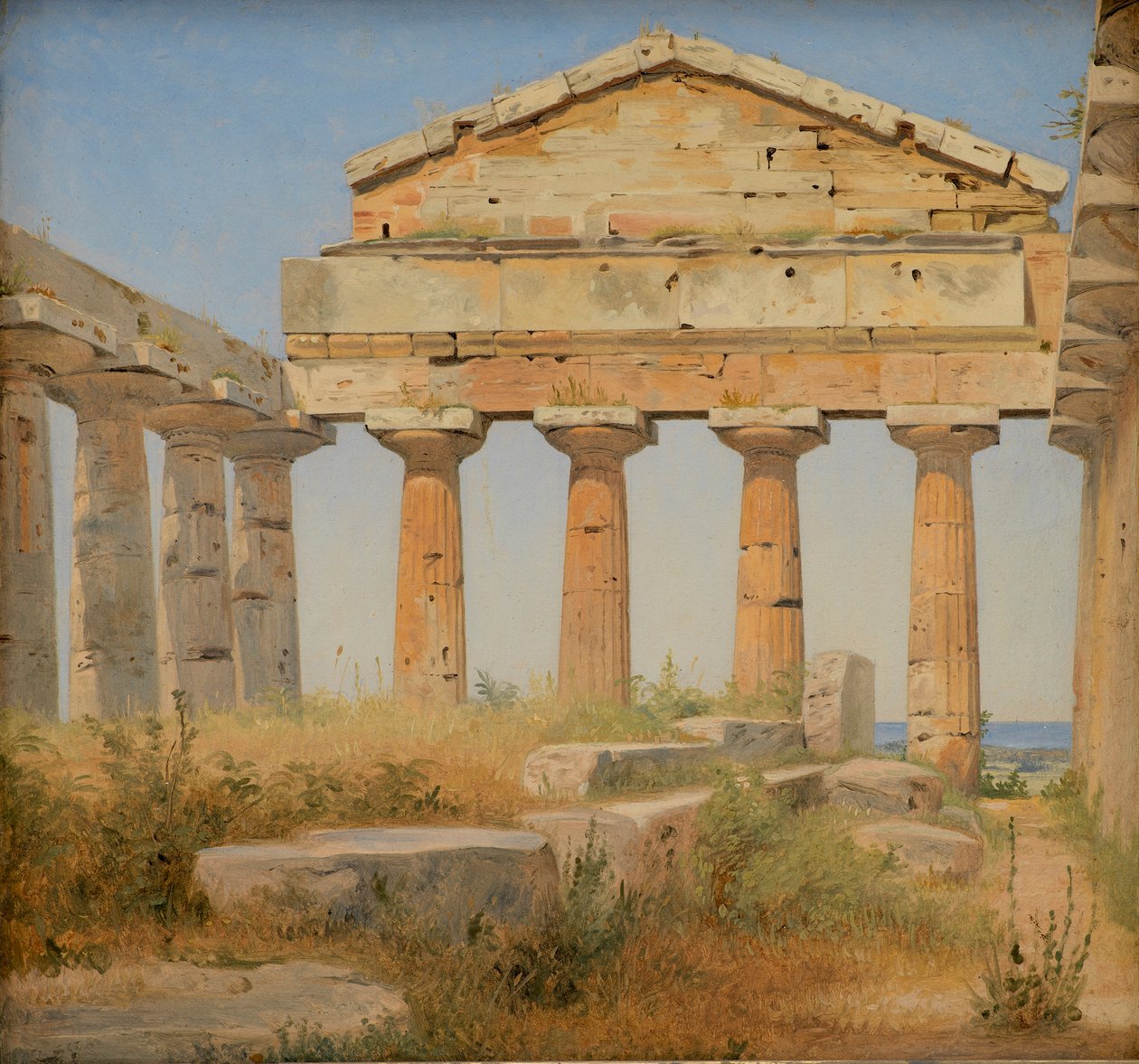 De Tempel van Athena in Paestum, 1838 door Constantin Hansen