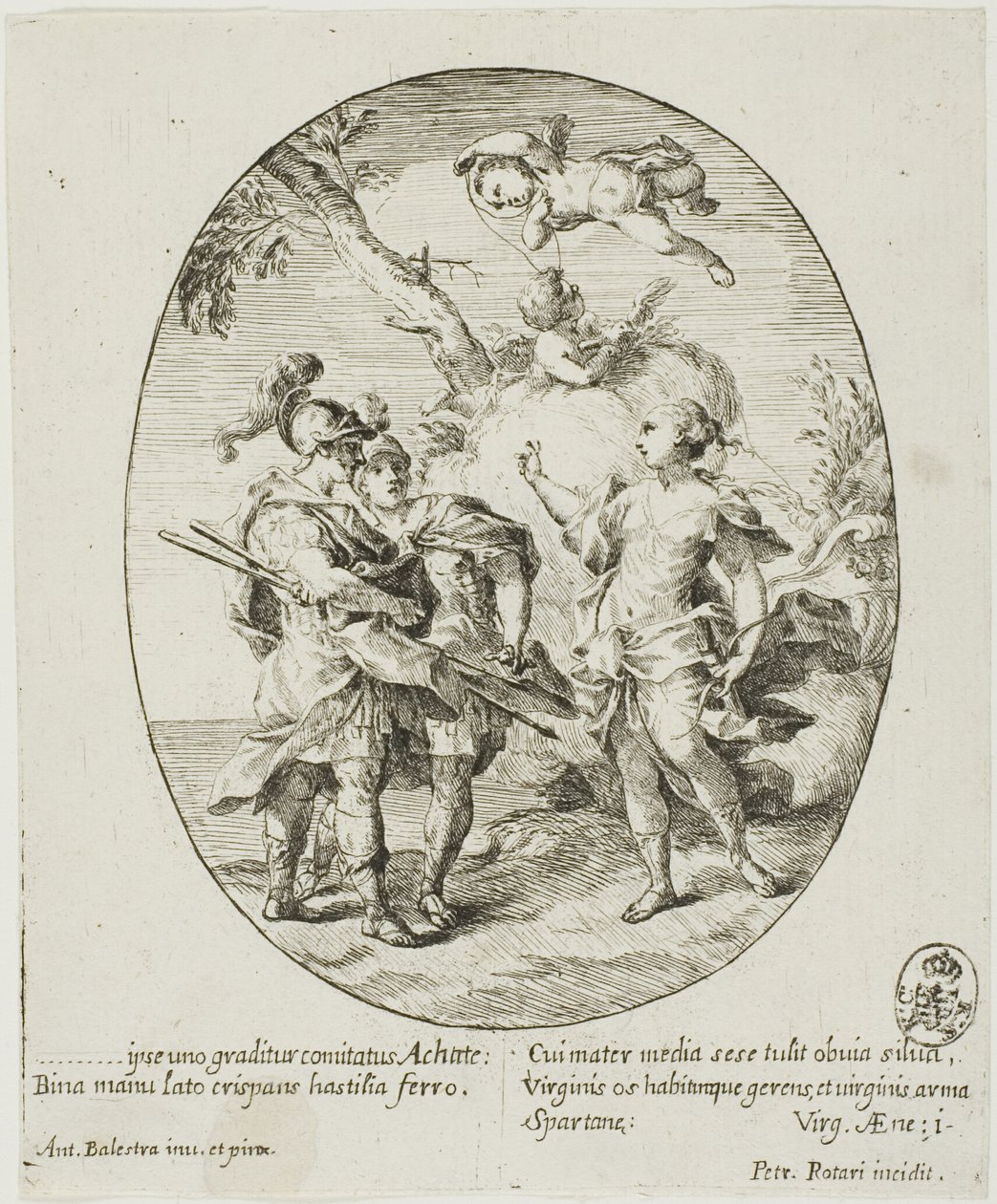 Aeneas, Venus en Achates door Conte Pietro Antonio Rotari