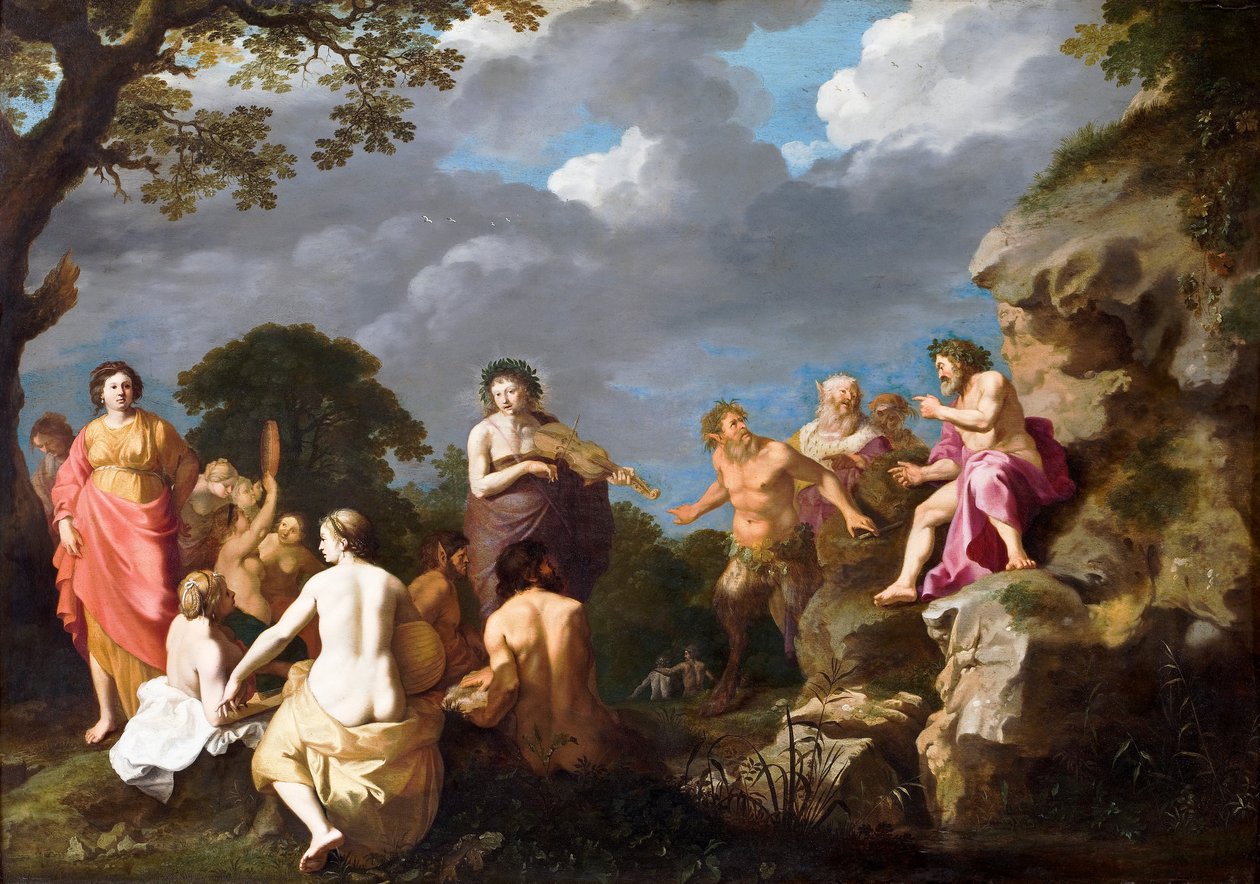 De muzikale wedstrijd tussen Apollo en Marsyas door Cornelis van Poelenburch