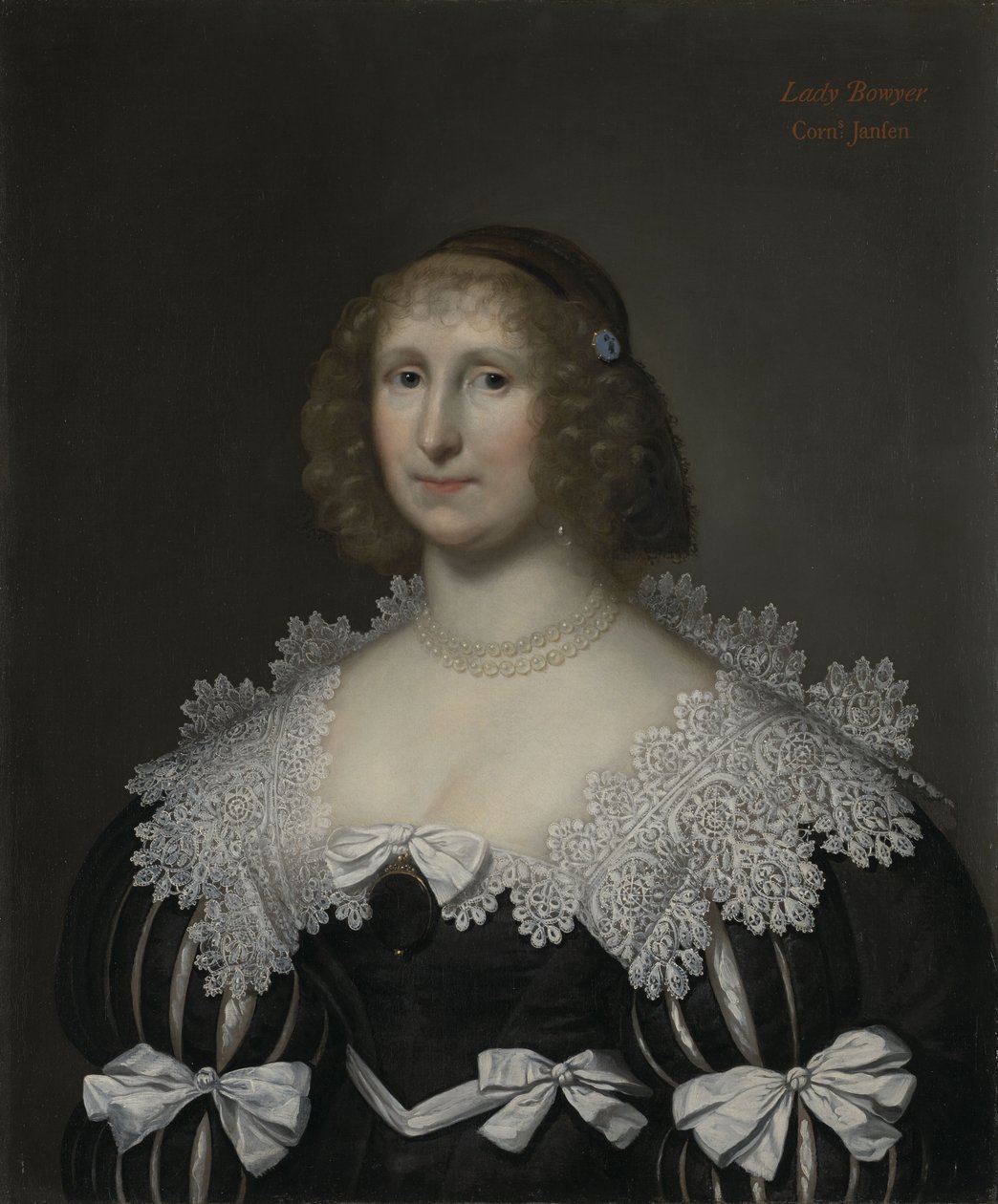 Portret van Hester, Lady Bowyer (geboren Skeffington) door Cornelis Janssens van Ceulen