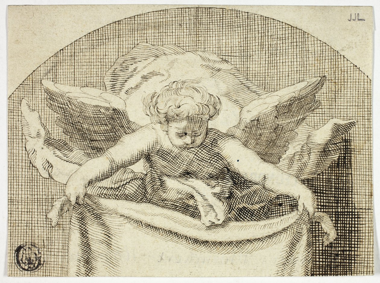 Putto Holding Sudarium door Cornelis Bloemaert