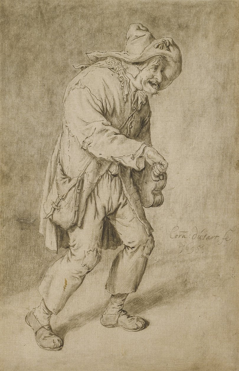 Draailierspeler, 1695 door Cornelis Dusart