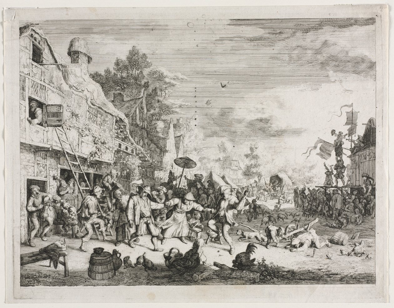 Dorpsfeest door Cornelis Dusart