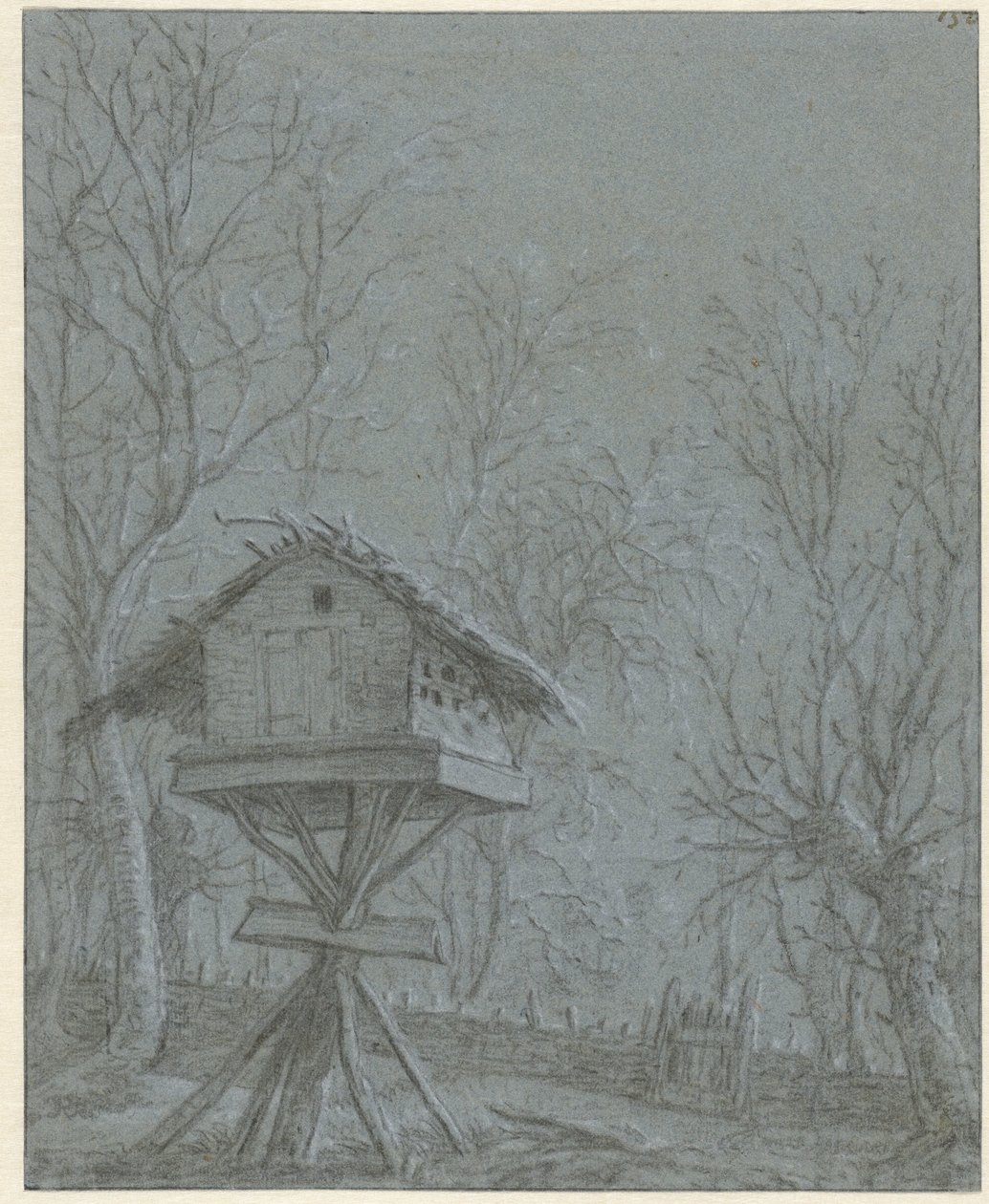 Duiventil tussen geboomte door Cornelis Saftleven (possibly)
