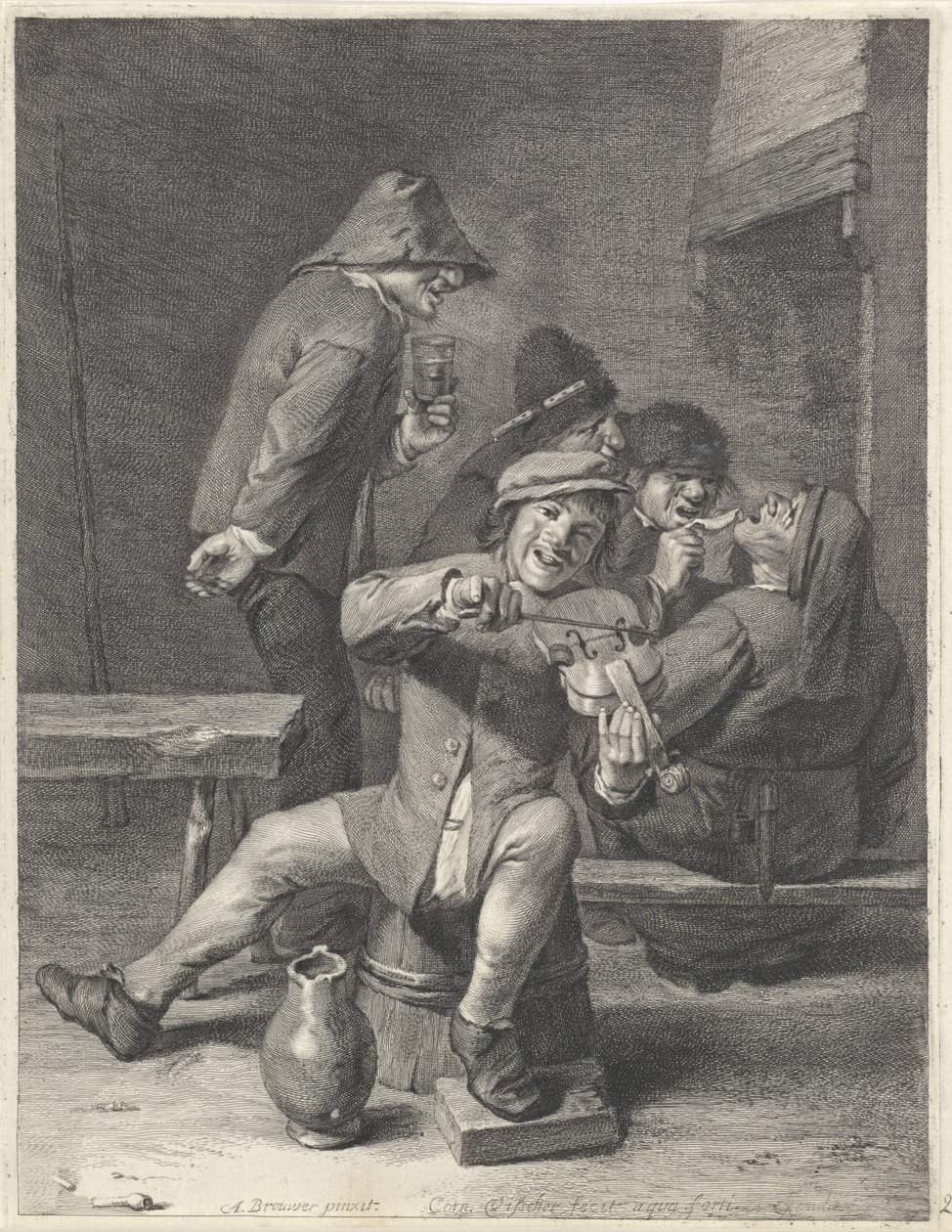 Vioolspeler door Cornelis Visscher (II)