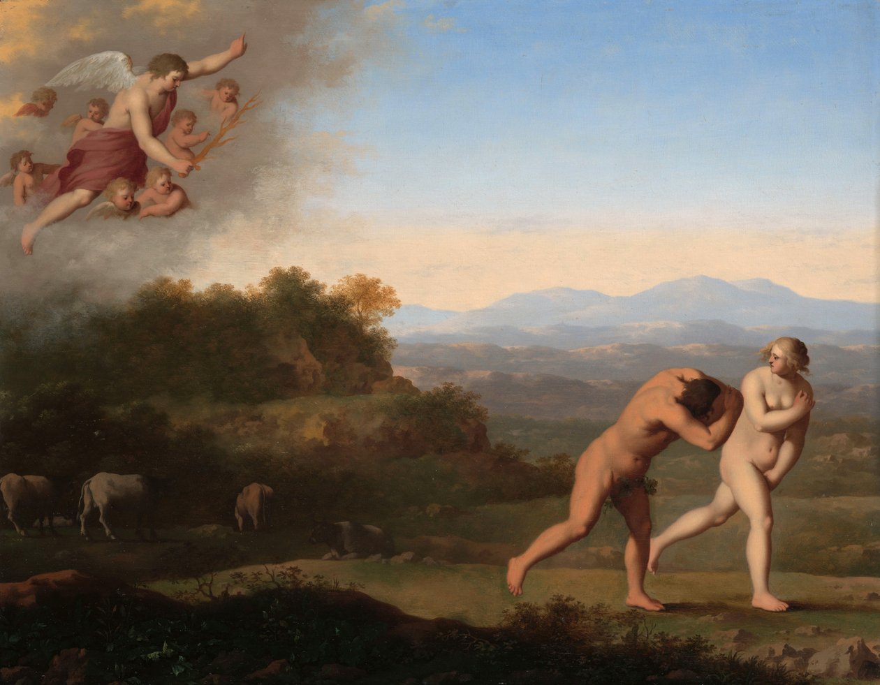 De verdrijving uit het paradijs door Cornelis van Poelenburgh or Poelenburch