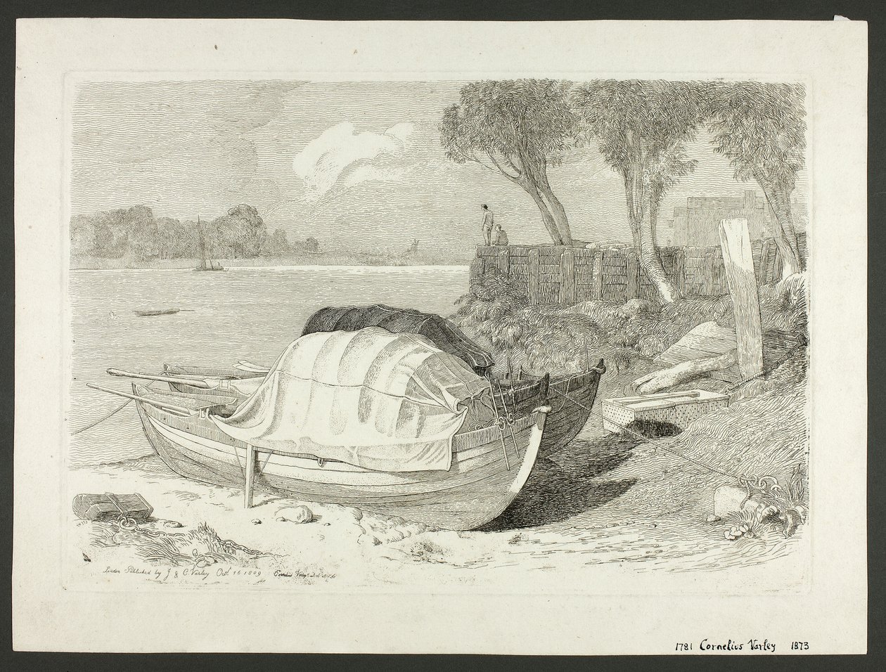Aangespoelde boten door Cornelius Varley