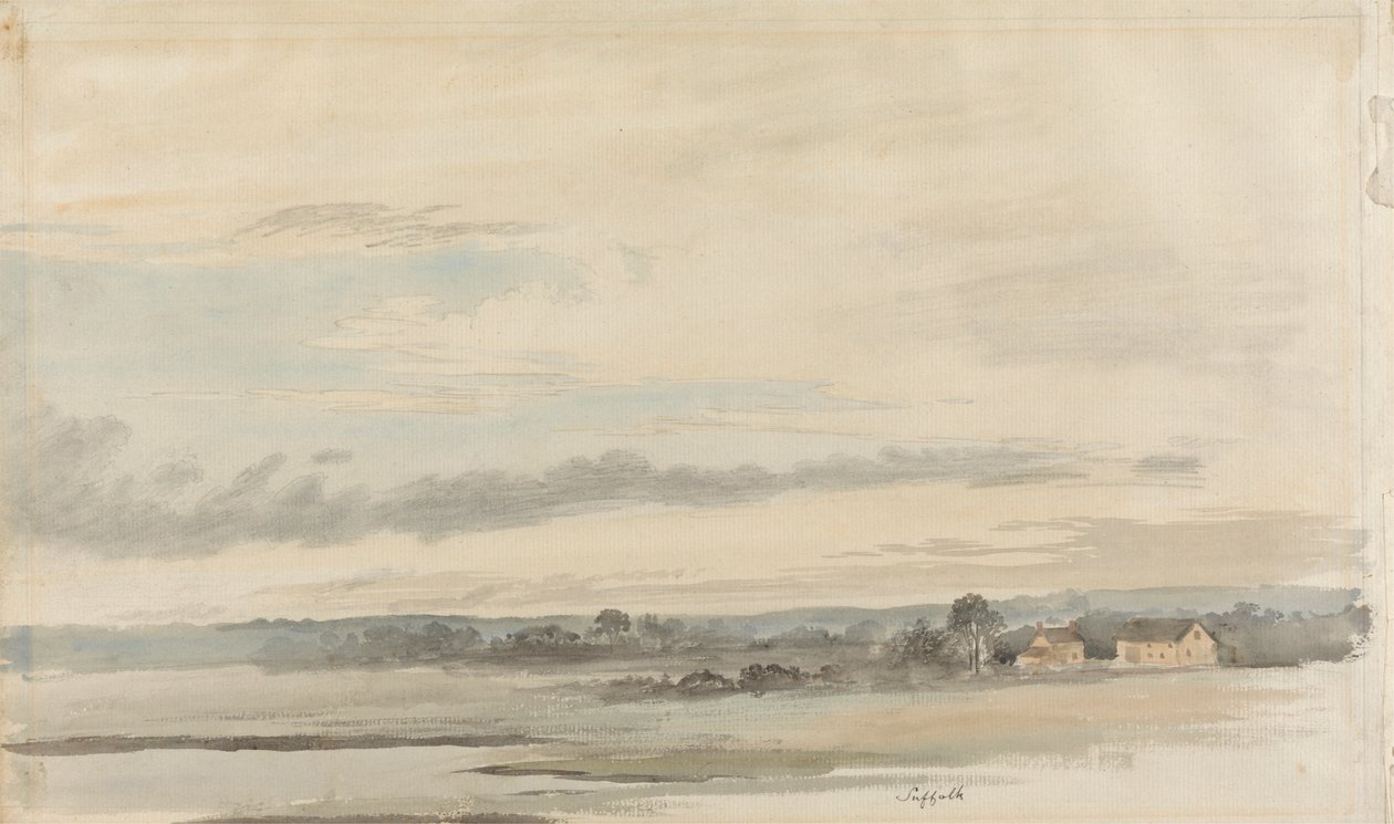 Uitzicht in Suffolk door Cornelius Varley