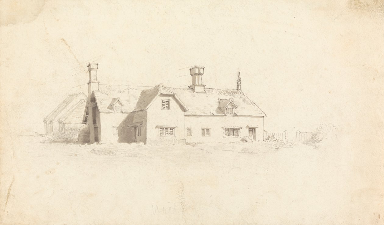 Uitzicht op een huis door Cornelius Varley