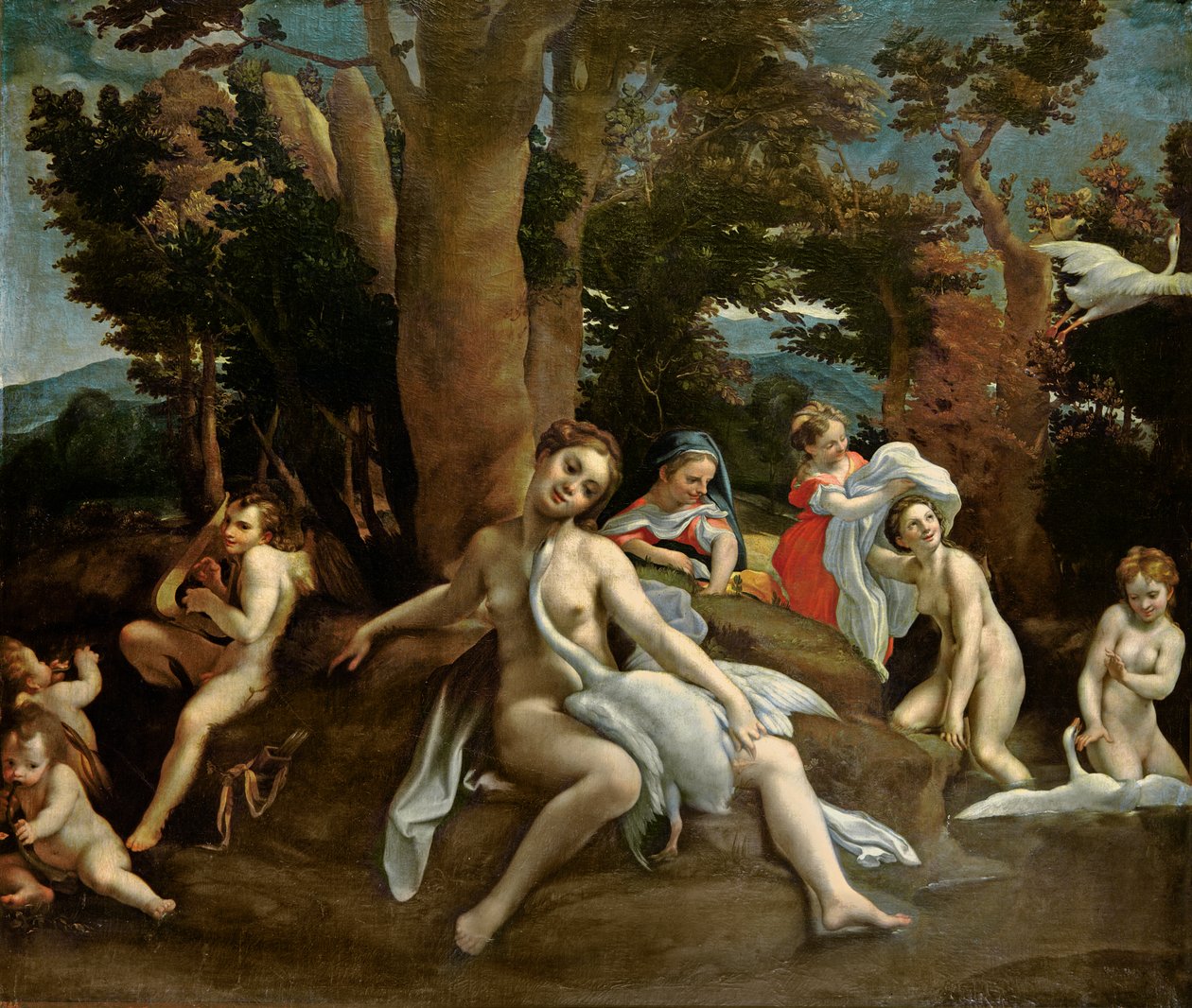 Leda en de Zwaan door Antonio da Correggio