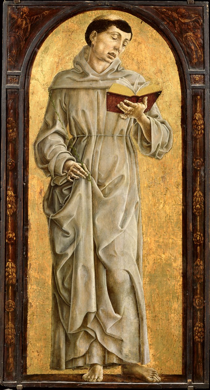 Sint Antonius van Padua (1195-1231) lezend door Cosimo Tura
