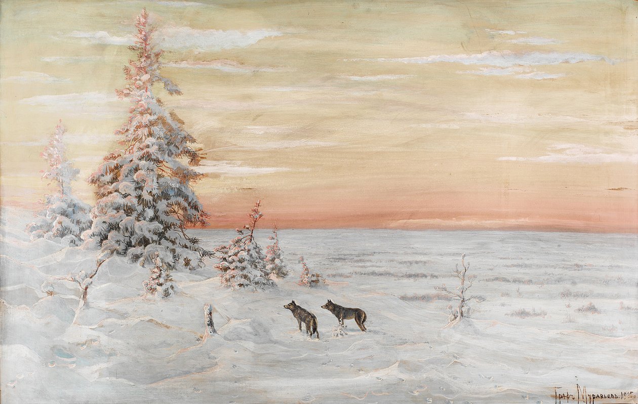 Winterlandschap met wolven, 1915 door Count Vladimir Leonidovich Muravyov