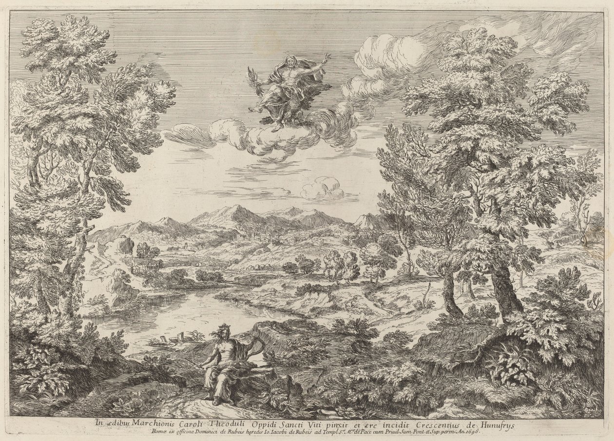 Jupiter in een Landschap door Crescenzio Onofri