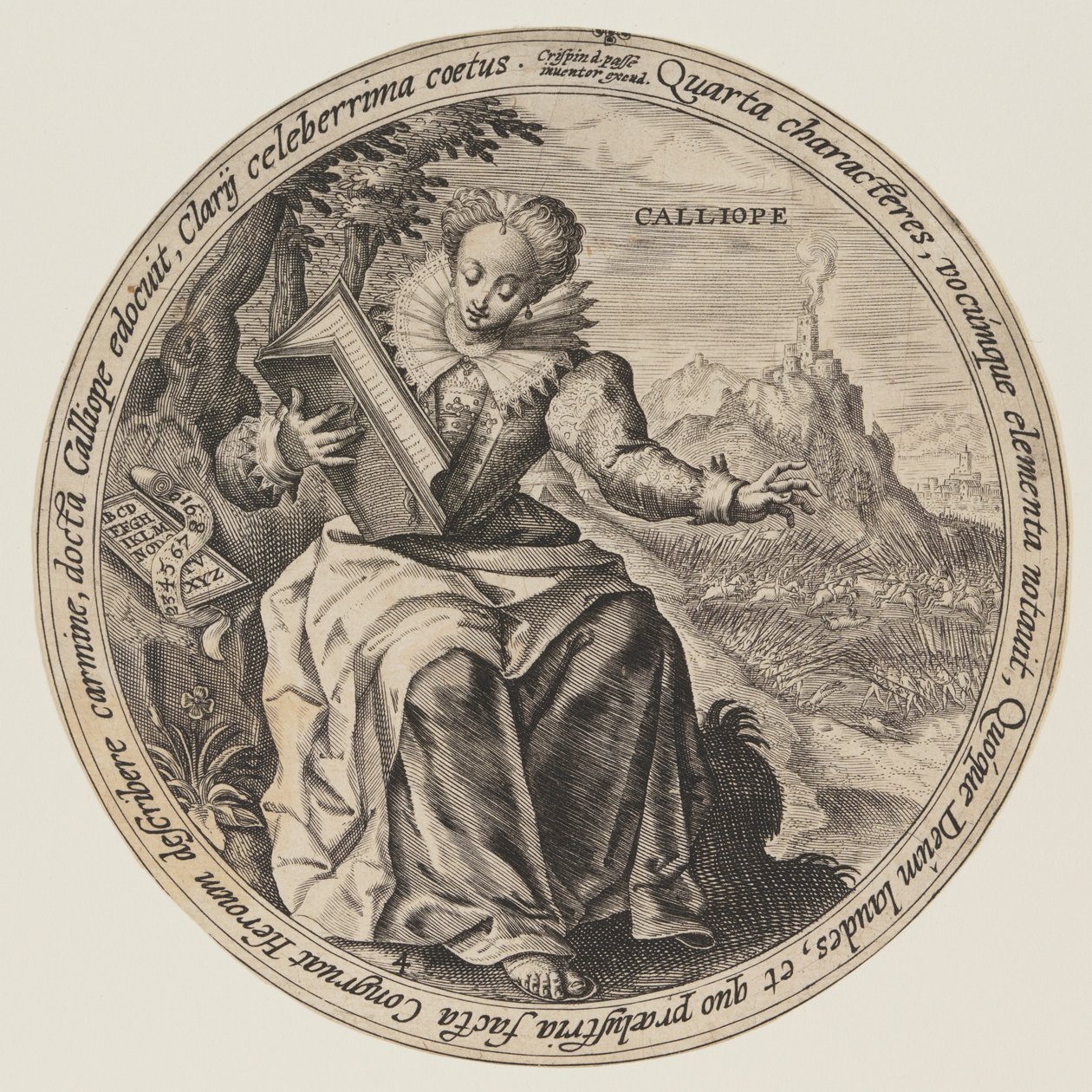 Clio, van De Muzen door Crispijn van de Passe I
