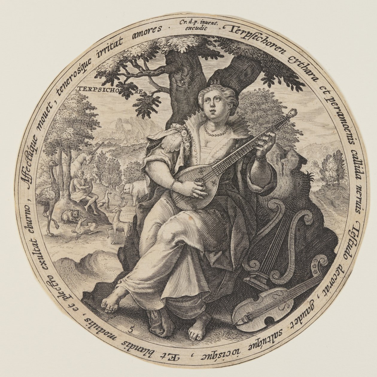 Euterpe, uit De Muzen door Crispijn van de Passe I