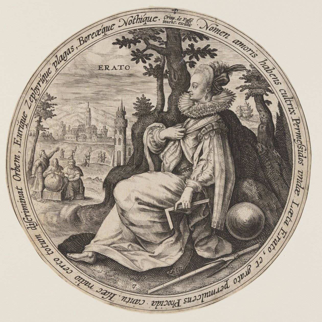 Urania, van De Muzen door Crispijn van de Passe I