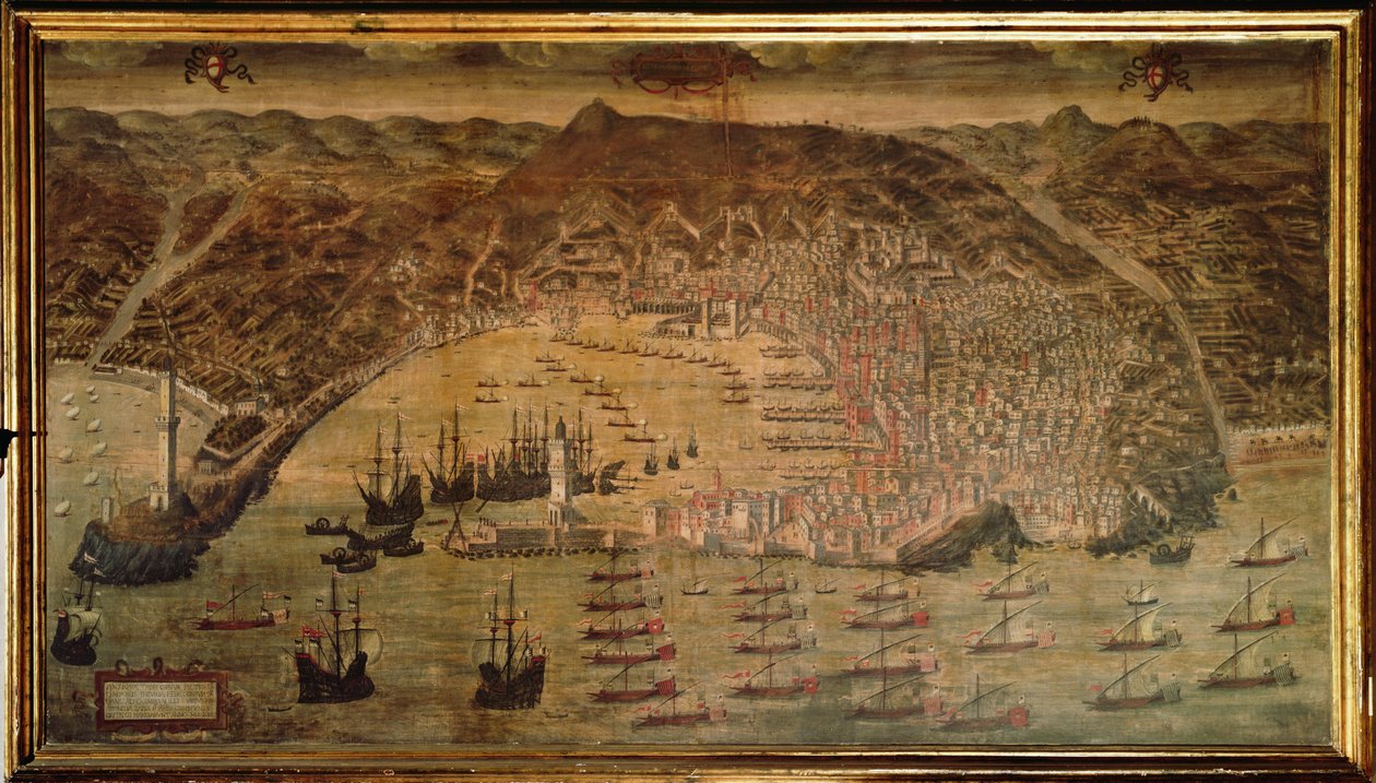 Uitzicht op Genua door Cristoforo Grassi or Grasso