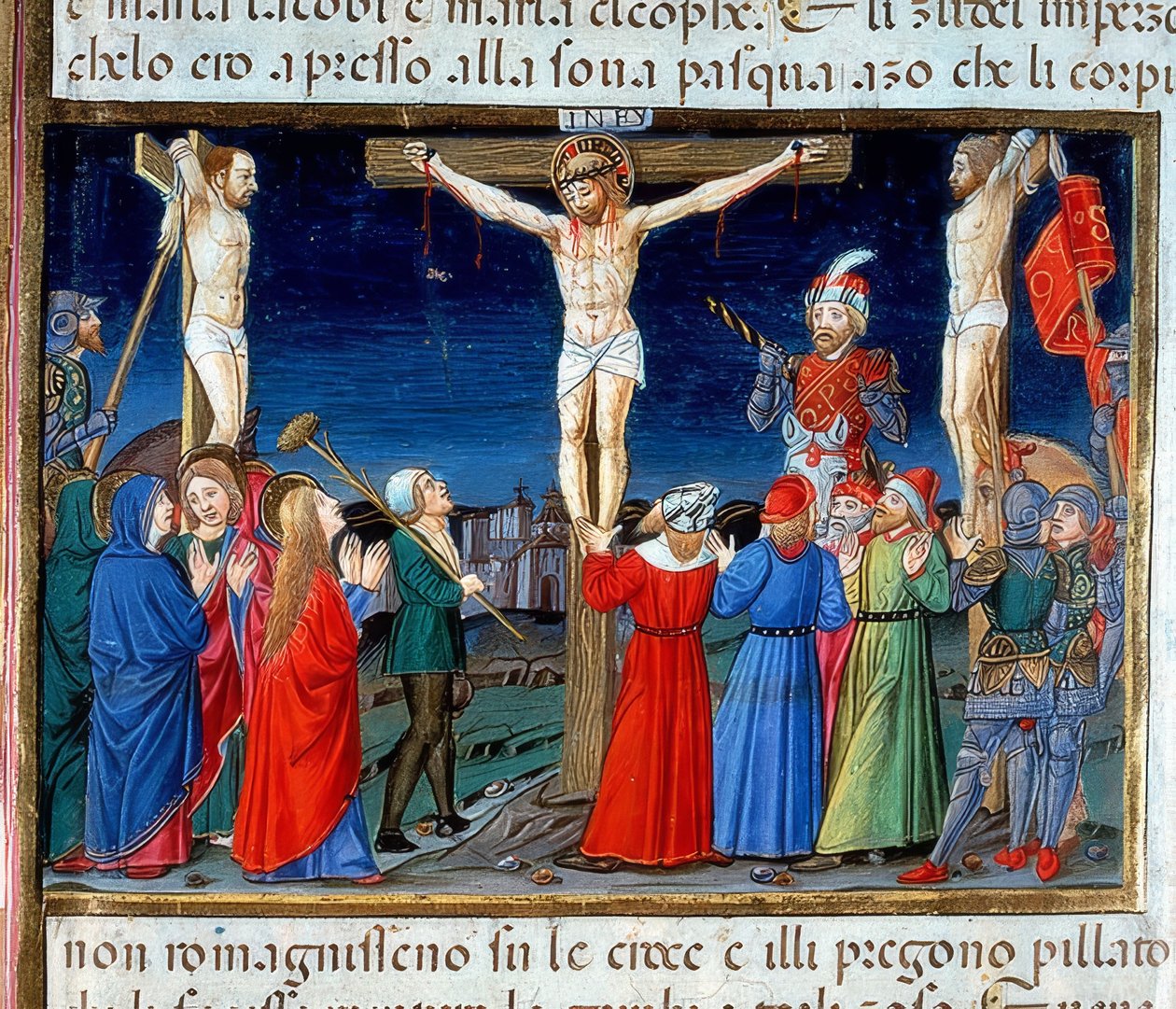 Christus aan het kruis. 1476 door Cristoforo De Predis
