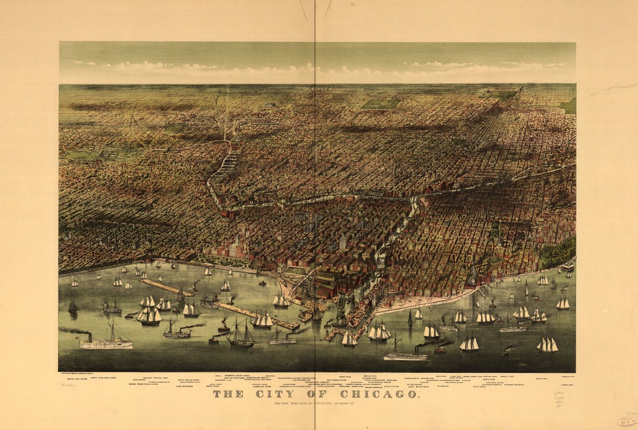 De stad Chicago door Currier and Ives
